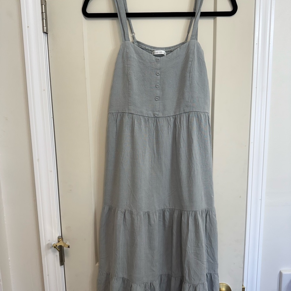 Sage Sleeveless Button-Down Dress
